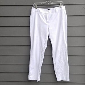 Talbots White Textured Cropped Cotton Hampshire Pants size 8